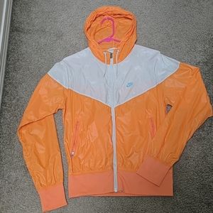 Nike Orange Windbreaker Hoodie Size Medium